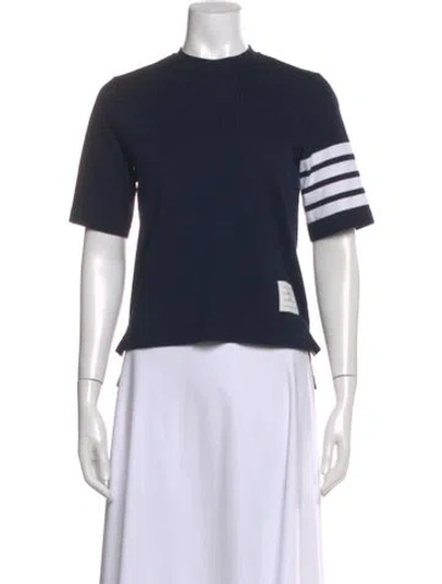 Pre-owned Thom Browne Striped Crew Neck T-shirt In Blue