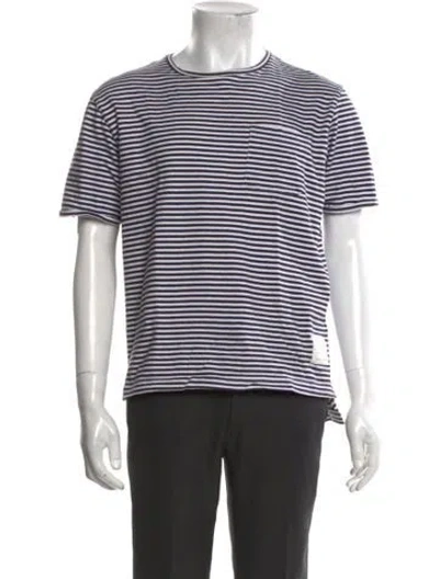 Pre-owned Thom Browne Striped Crew Neck T-shirt In Blue