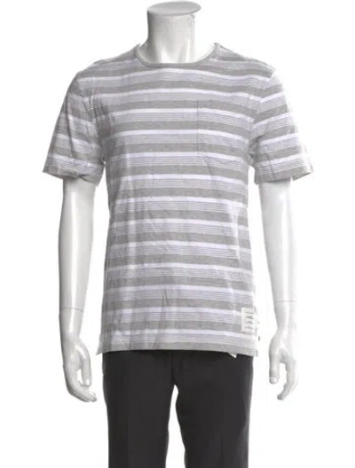 Pre-owned Thom Browne Striped Crew Neck T-shirt In Gray