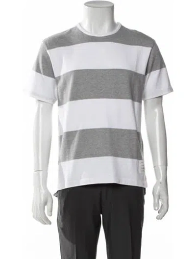 Pre-owned Thom Browne Striped Crew Neck T-shirt In Grey