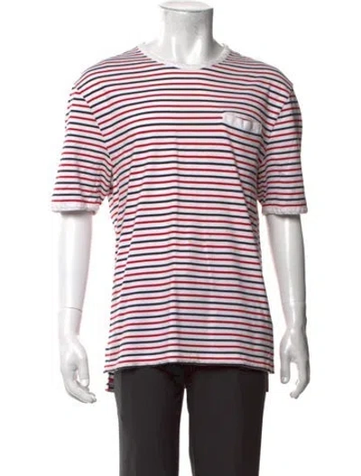 Pre-owned Thom Browne Striped Crew Neck T-shirt In White