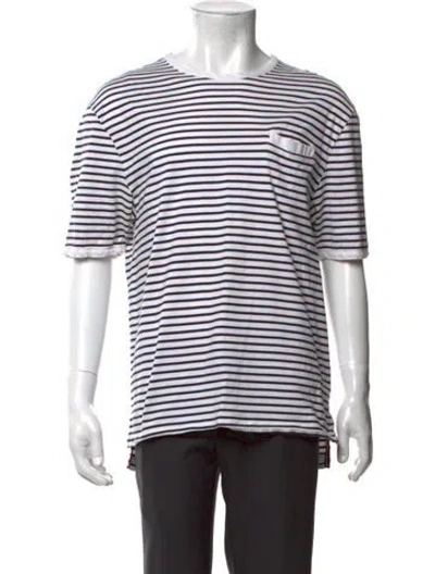 Pre-owned Thom Browne Striped Crew Neck T-shirt In White