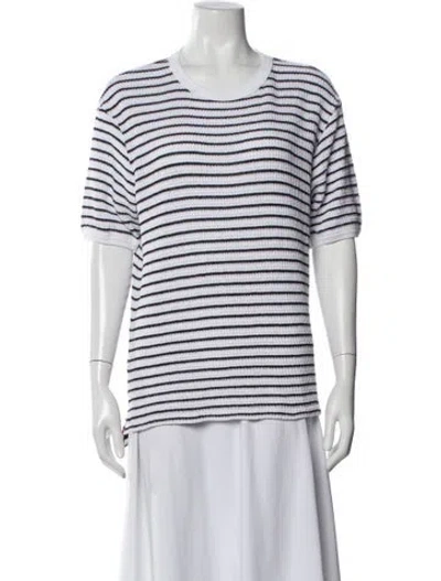 Pre-owned Thom Browne Striped Crew Neck T-shirt In White