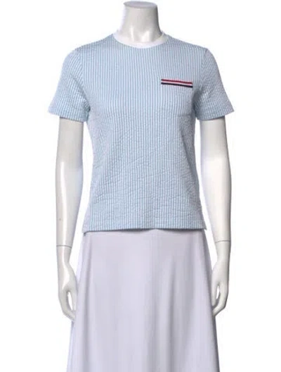 Pre-owned Thom Browne Striped Crew Neck T-shirt In White