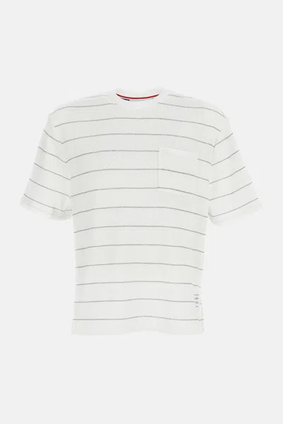 Thom Browne Striped Crew Neck T-shirt In White