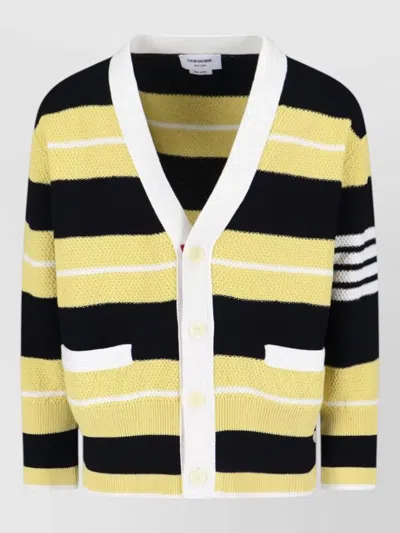 Thom Browne Striped Crewneck Sweater Ribbed Cuffs Hem Pockets In Multi