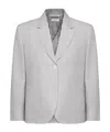 Thom Browne Striped Cropped Blazer In Gray