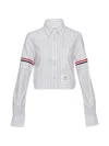 Thom Browne Cropped Button Down Shirt In White