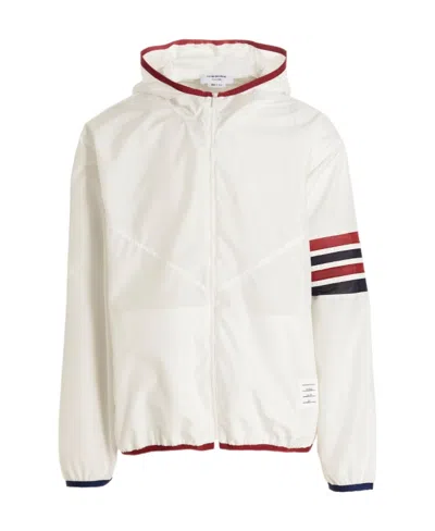 Thom Browne Striped-detail Hooded Jacket In White