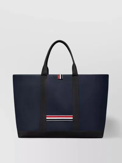 Thom Browne Striped Detail Medium Leather Tote