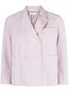 Thom Browne Striped Double-breasted Jacket In Red