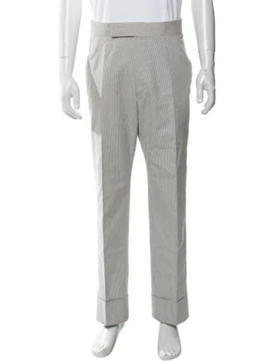 Pre-owned Thom Browne Striped Dress Pants In Grey