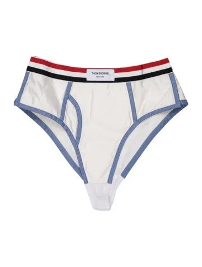 Pre-owned Thom Browne Striped Grosgrain Trim Bottoms In White