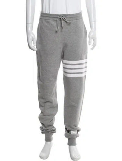 Pre-owned Thom Browne Striped Grosgrain Trim Lounge Bottoms In Gray