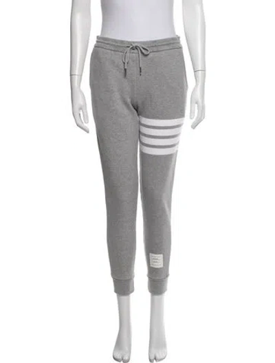 Pre-owned Thom Browne Striped Grosgrain Trim Sweatpants In Grey