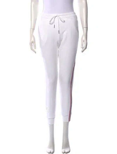Pre-owned Thom Browne Striped Grosgrain Trim Sweatpants In White