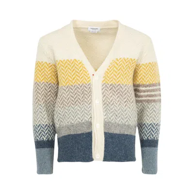 Pre-owned Thom Browne Striped Herringbone Jacquard Classic Cardigan 'seasonal Multicolor' | Multi-color | Men'