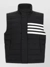Thom Browne Striped High Neck Padded Sleeveless Vest In Black