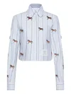 Thom Browne Striped Horse Cropped Shirt In Blue