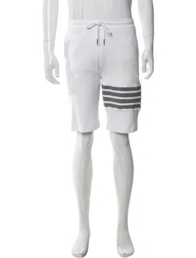 Pre-owned Thom Browne Striped Jogger Shorts In White