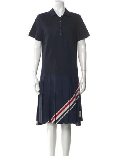 Pre-owned Thom Browne Striped Knee-length Dress In Blue