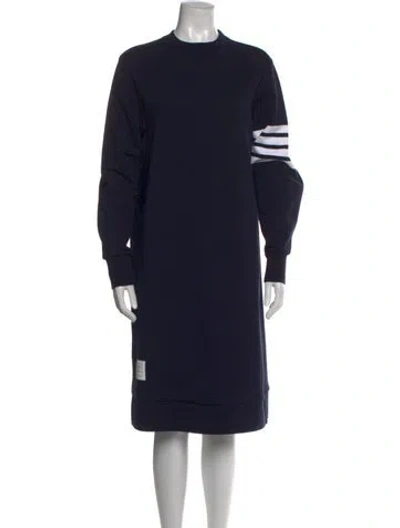 Pre-owned Thom Browne Striped Knee-length Dress In Blue