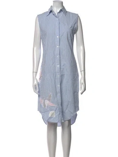 Pre-owned Thom Browne Striped Knee-length Dress In Blue/white