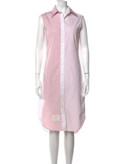 Pre-owned Thom Browne Striped Knee-length Dress In Pink