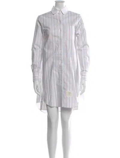 Pre-owned Thom Browne Striped Knee-length Dress In White
