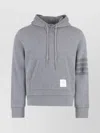 Thom Browne Striped Knit Hoodie Tricolor Detail In Gray