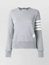 Thom Browne Striped Knitwear Bar Detail In Gray