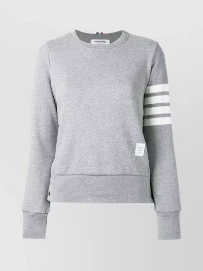 Thom Browne Striped Knitwear Bar Detail In Gray