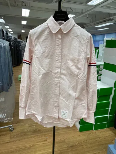 Thom Browne Striped Lapel Shirt In White