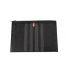 Thom Browne Striped Leather Clutch - Black In Black