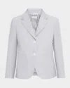 Thom Browne Striped Linen-cotton Single-breasted Crop Sportcoat In Gray