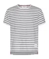 Thom Browne Striped Linen T-shirt In Gray