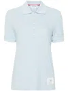 Thom Browne Gestreiftes Poloshirt Mit Logo-patch In Blau