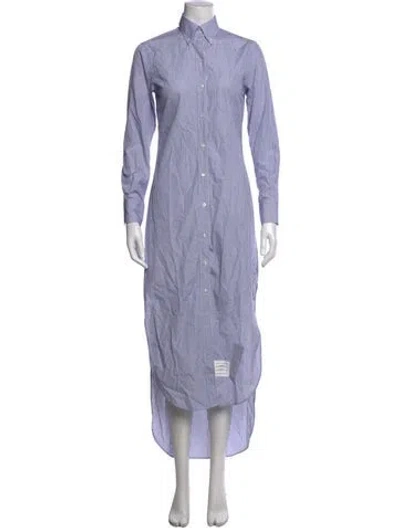 Pre-owned Thom Browne Striped Long Dress In White