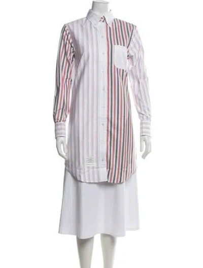 Pre-owned Thom Browne Striped Long Sleeve Button-up Top W/ Tags In Blue/red/white