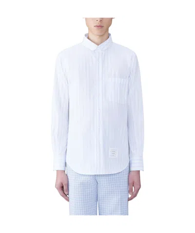 Thom Browne Striped Long-sleeve Cotton Shirt In Blue