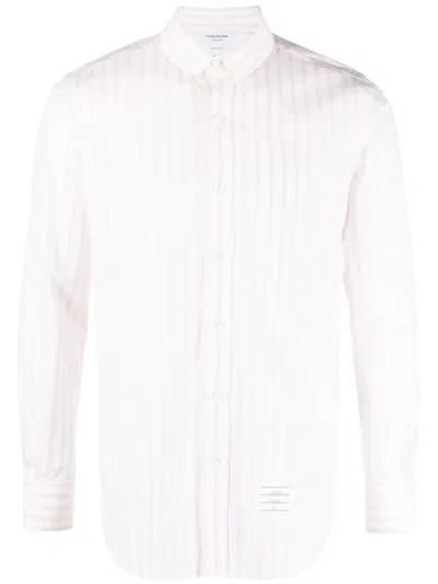 Thom Browne Striped Long-sleeve Cotton Shirt In White