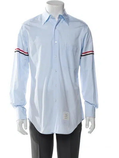 Pre-owned Thom Browne Striped Long Sleeve Dress Shirt In Blue