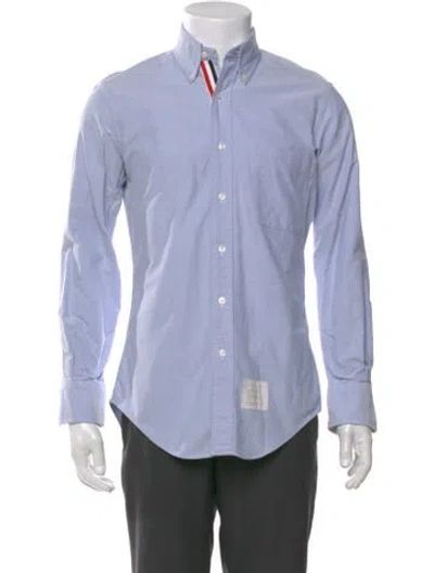 Pre-owned Thom Browne Striped Long Sleeve Dress Shirt In Blue