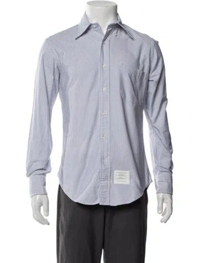 Pre-owned Thom Browne Striped Long Sleeve Dress Shirt In Blue