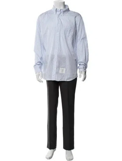 Pre-owned Thom Browne Striped Long Sleeve Dress Shirt In Blue