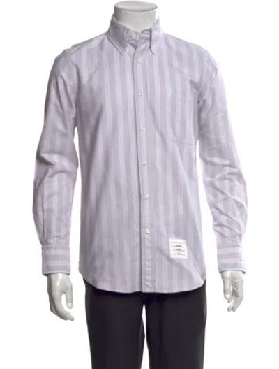 Pre-owned Thom Browne Striped Long Sleeve Dress Shirt In Gray