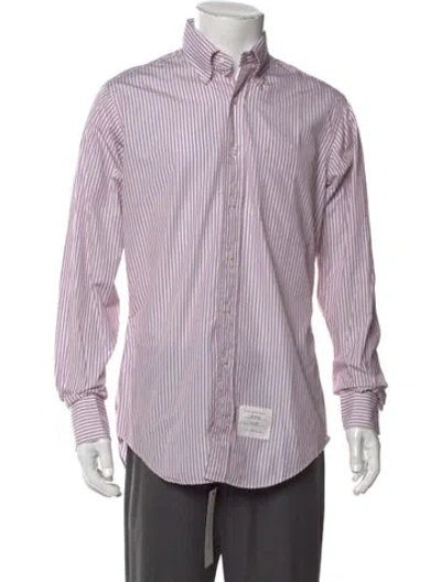 Pre-owned Thom Browne Striped Long Sleeve Dress Shirt In Red