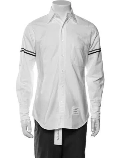 Pre-owned Thom Browne Striped Long Sleeve Dress Shirt In White