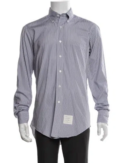 Pre-owned Thom Browne Striped Long Sleeve Shirt In Blue