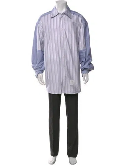 Pre-owned Thom Browne Striped Long Sleeve Shirt In Blue